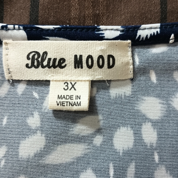 Blue Mood Elegant Navy and White Long Sleeve Top 3X - Picture 2 of 7